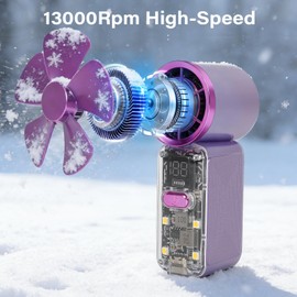 Samffy Handheld Portable Turbo Fan with Lights, Cyberpunk Mini Fan with LED Display &5 Speeds,USB C Rechargeable Small Pocket Fan for Concert/Camping/Travel/Outdoor Gift for Women Girl