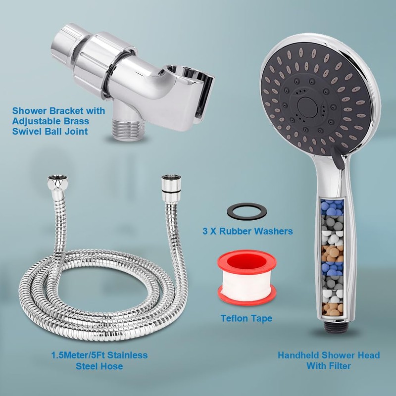 Briout Filtered Shower Head with Handheld, High Pressure 5 Spray