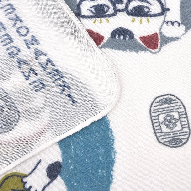 Japanese Pattern Gauze Tenugui Cat Maneki Pattern