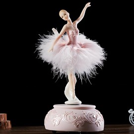Briskfeel Ballerina Music Box Resin Carved Collectible Mechanical Ballerine Musical Box with Ballerina Rotates (6# Ballet Pink)