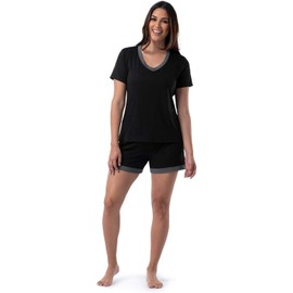 Fruit of the Loom Women's Plus Size Sleeve Tee and Short 2 Piece Sleep Set, Black, 4X