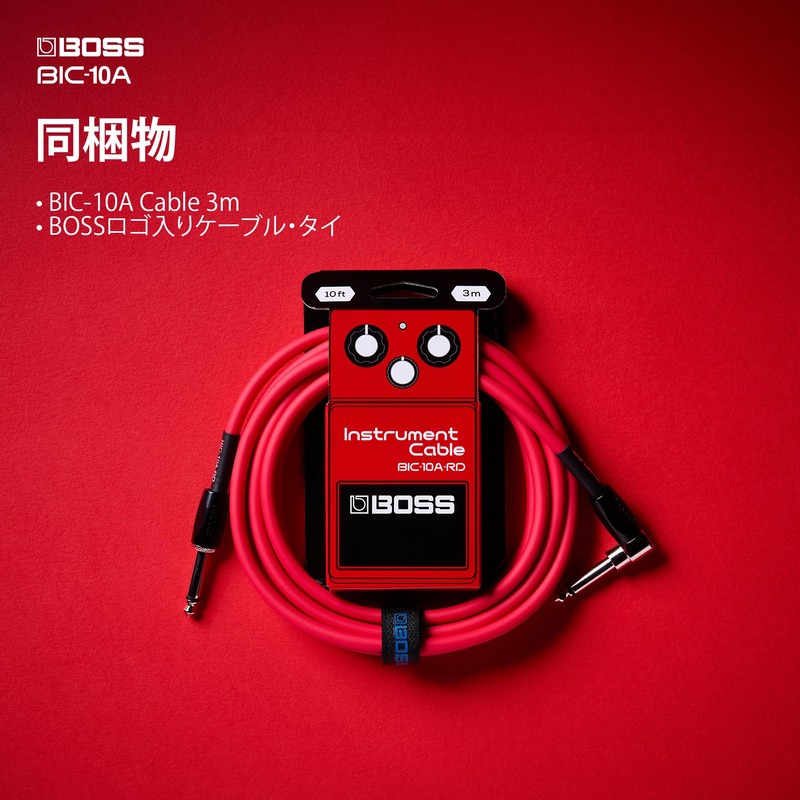 BOSS BIC-10A-BK Guitar Cable, Black, 9.8 ft (3 m), L-Shape,