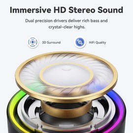 Mini Bluetooth Speaker, 2026 Ultra-Light Mini Bluetooth Speaker, IP7 Waterproof Brief Design, Small Shower Travel Speaker for Outdoor, 8H Playtime, Perfect for Backpacking, Bike, Beach & Gift Black