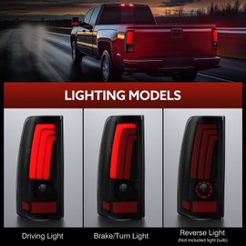 vvavv LED Tail Lights Compatible for 2003-2006 Chevy Silverado 1500 2500 3500 2007 Classic, Smoked Lens Red Lamp Tube Brake Rear Light Replace OE Replace GM2800174, GM2801174