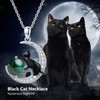 TwoAnts Black Cat Necklace 925 Sterling Silver Crescent Moon Cat