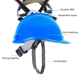 Safety Helmet, Adjustable Hard Hat Universal Size Protection Work Equipment for Construction, Railway and Electricity (White)