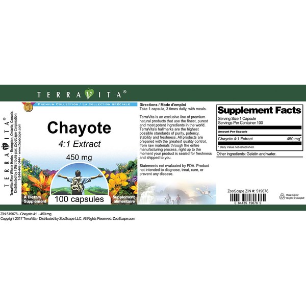 Chayote 4:1-450 mg (100 Capsules, ZIN: 519676) - 2 Pack