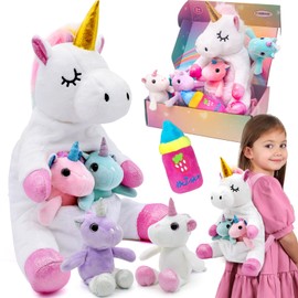 Unicorns Gifts for Girls Unicorn Stuffed Animals Plush Toys Mommy Unicorn with 4 Babies Valentines Christmas Birthday Gifts for Girls Kids Toys Age 4 5 6 7 8+ Year Old