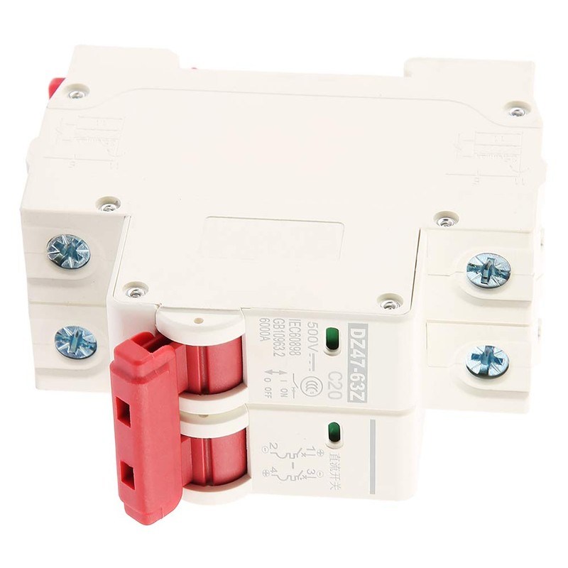 Circuit Breaker,2P DC 500V 20A Mini Circuit Breaker,MCB Safety Breaker,DZ47-63Z-2P,Provide