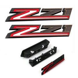 (Set of 3) 2019-2024 OEM 2pack Side Decals Emblems + Grille Z71 Badges Compatible with Silverado Z71 Parts 84632695 84384428 (Black Red)