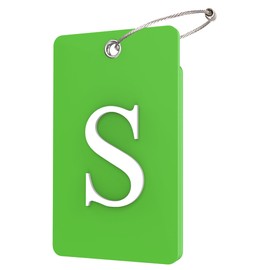 Gostwo 2 Pack Luggage Tags for Suitcases, 26 Initial Letter Travel Luggage Baggage Identification Labels ID Tag Fully Bendable Tags with Stainless Steel Loop (Green) (Letter S)