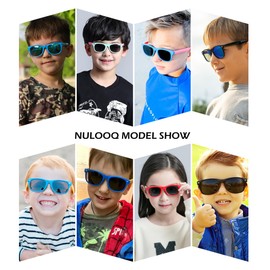 Kids Polarized Sunglasses for Boys Girls – TPEE Unbreakable Flexible Frame UV400 Protection Age 3-8 (Black + Black/Blue + Blue/Blue) - 3 Pack