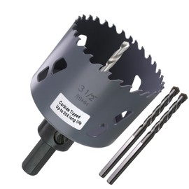 PLG2SUPT 3-1/2 Inch Carbide Hole Saw Cutter 2.36” Depth Multi purpose Carbide Tipped Hole Saw Bit for Hardy Plank MDF Fiberglass Nail embedded WOOD Non-ferrous Metal Air Brick, Up to 30X more Cuts