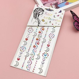 5 Sheets Gem Face Stickers, Used for Makeup, Facial, DIY Jewelry Decoration, Hair Decoration, and Handicrafts, with Multiple Colors Availabl