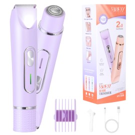 Dual Head Women's Body Hair Trimmer Wet Dry Use Bikini Trimmer Facial Hair Removercolor: Purple