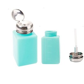 (SET OF 2) 6 OZ. each Liquid Alcohol Press Production Shop Nail Polish Remover Dispenser Cleaner Pumping Bottle (GREEN OR WHITE UPON AVAILABILITY)