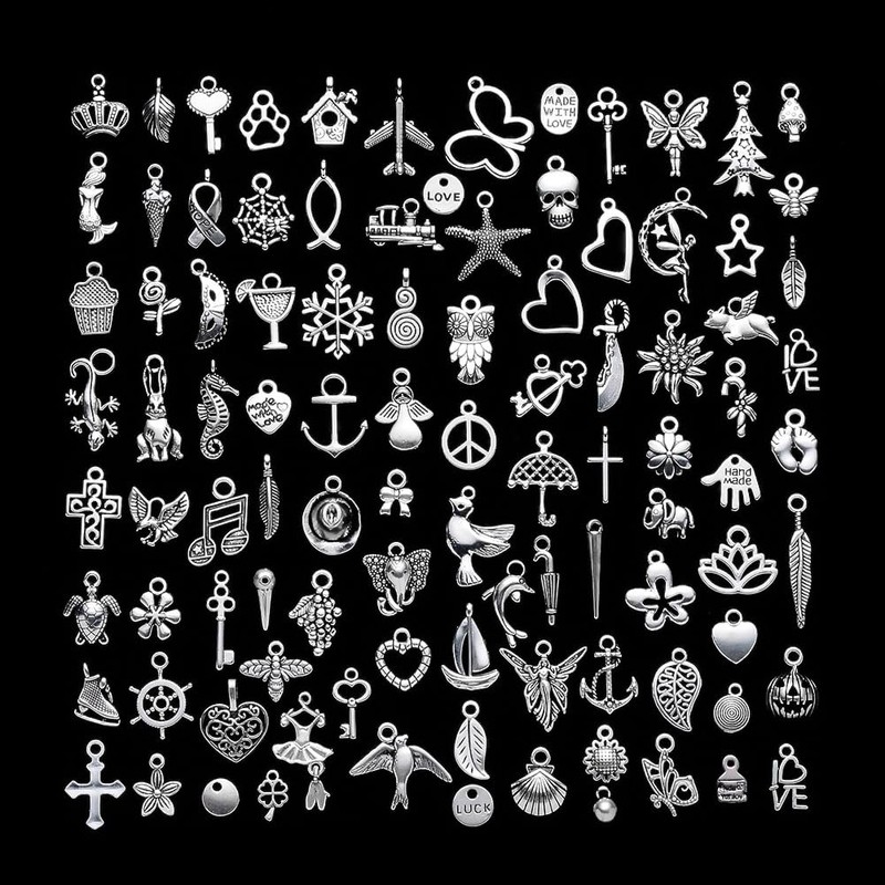 Echoed Elegance Silver Cute Charms Bulk for Bracelets Jewelry Making