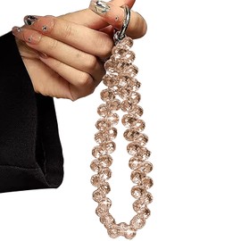 TENOC Beaded Phone Wrist Strap, Cellphone Lanyard Chain, Sparkling Wristlet Bracelet for Women, Gold