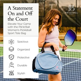 Pik’le’Ball Sport Premium Women's Pickleball Bag – Stylish and Versatile Sports Bag with Water Bottle Holder, Padded Paddle Pocket, and Spacious Design (fits 2+ Paddles!)