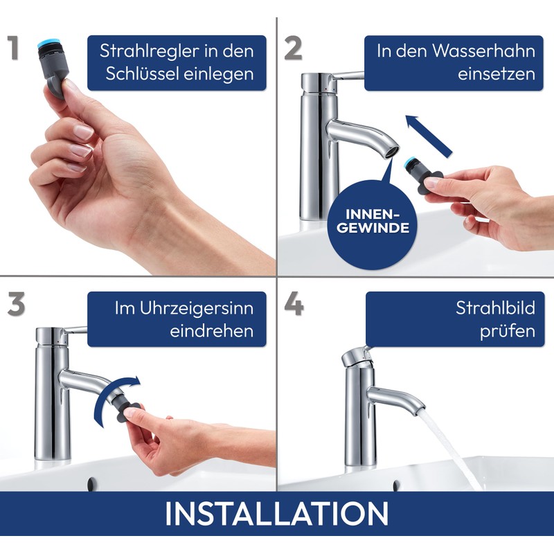 4 x M16.5 Perlator Screw-In Aerator with Key Full Flow