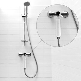 Safe Water Products legionela in-Line Shower Head Filter High Pressure Water Softer Filter Removed 99.99999% of Harmful Substance (SS-883+ (W))