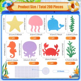 MixTeach 200 Pcs Sea Life Cutouts Paper Tropical Fish Shape Cut Outs Ocean Animal Die Cuts with Glue Points for Classroom Bulletin Board Home School Decor Kids DIY Craft Project Supplies