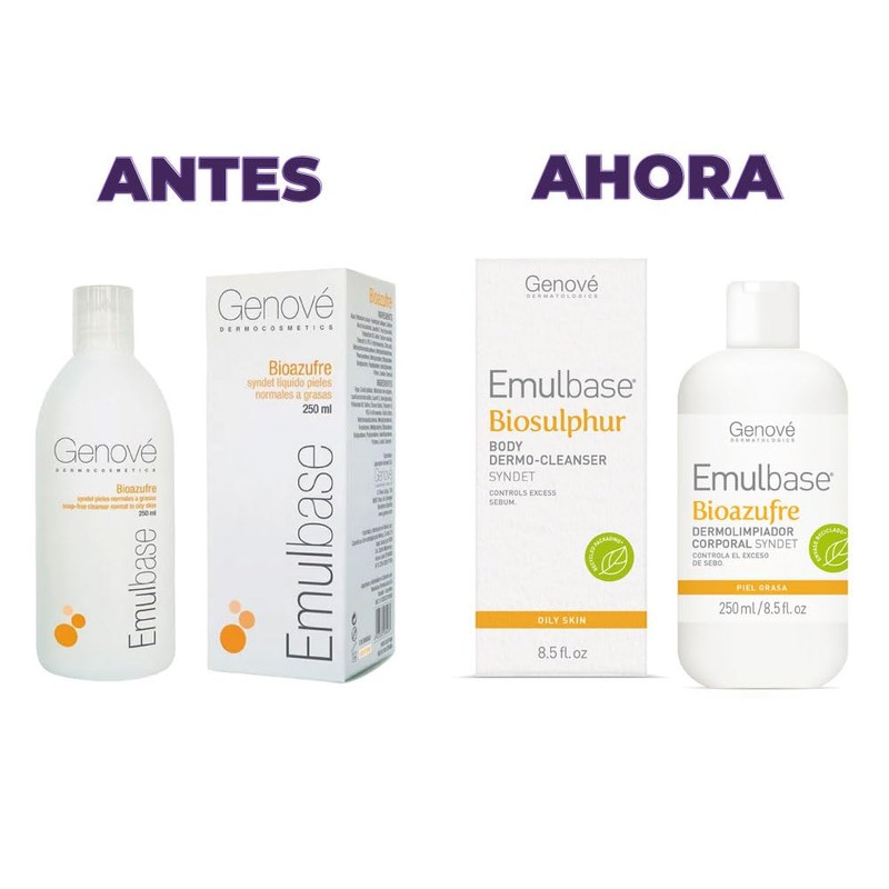 Genové Emulbase Bioazufre dermolimpiador SYNDET pieles grasas 250 ml