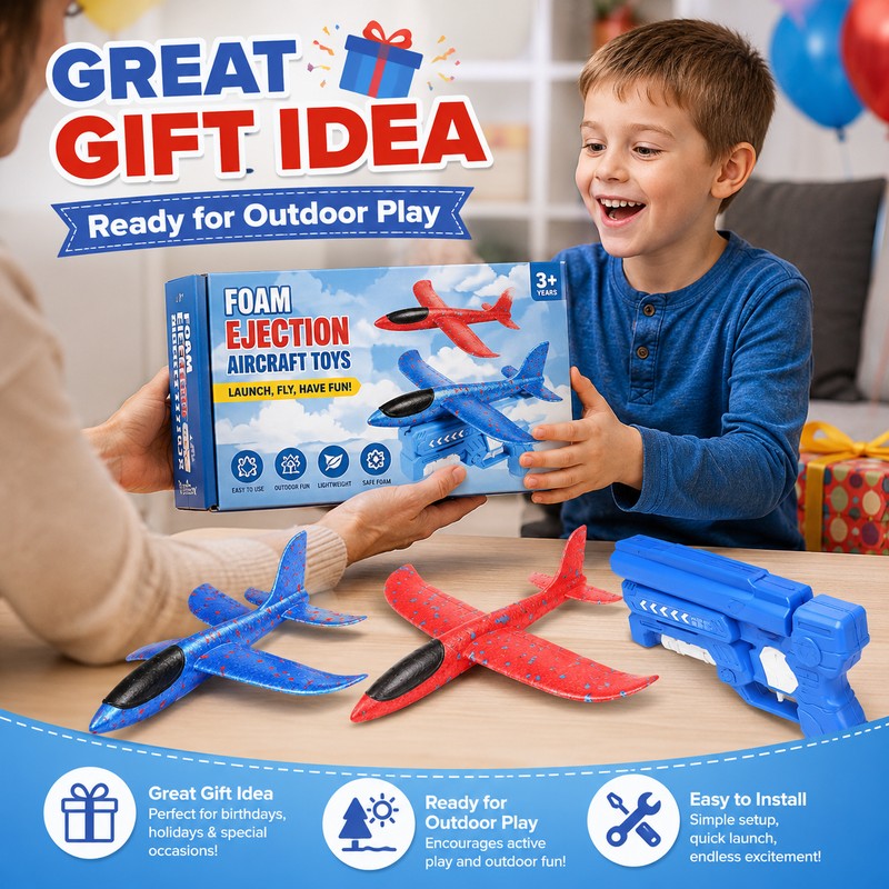 Foam Airplane Toy for Kids Outdoor Play – 2 Pack