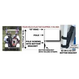 SSP Flags White Golf Cart Flag EZ On & Off Bracket
