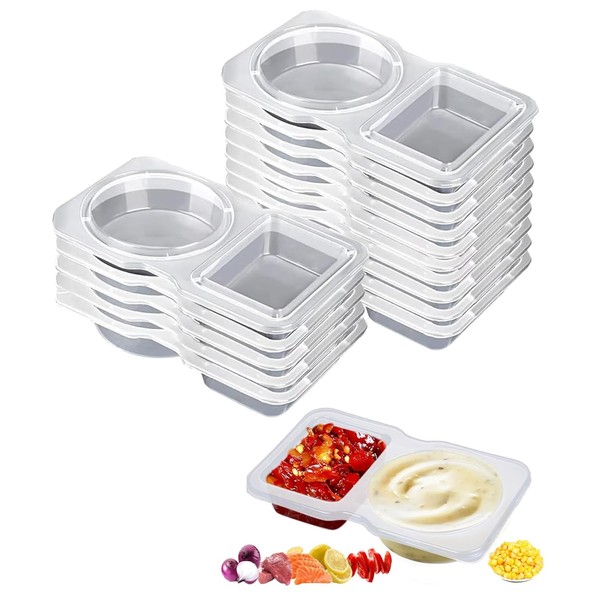 Snack Container, 15 Pcs Double compartment snack containers, Double Compartment