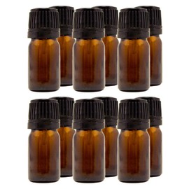 5 ml (1/6 fl oz) Amber Glass Bottle with Euro Dropper (12 Pack)