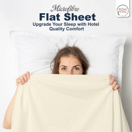 Rohi Microfibre Double Flat Sheet Cream – Comfy Soft & Breathable Flat Bed Sheet – Anti Allergy & Durable Top Sheets for Hotels, Bedrooms & Guest Rooms – Easy Care Layer Sheet (Cream, 228 x 255cm)