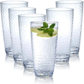 does noy a[pply Set of 6 Large Water, Tumbler Set 25 oz Highball Drinking Glasses (Clear)