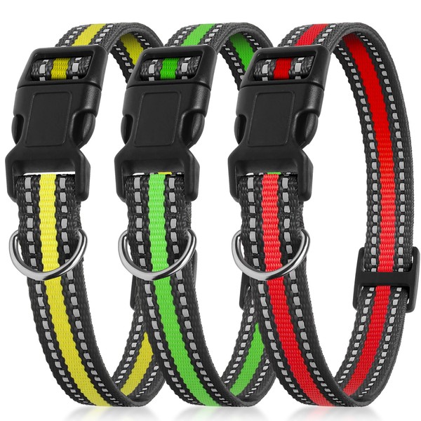 PetJoy 3-Pack Dog Collar - Quick-Release Buckle & D-Rings -
