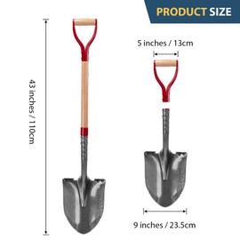 HANTOP Garden Shovel Round Digging Shovel Heavy Duty Shovel for Digging Trenching Gardening Camping, 43 inches