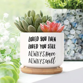 DecStic Loved You Then Loved You Still Always Have Always Will Ceramic Planters Bible Verse Snake Plant Live Indoor with Pot with Drainage Holes and Saucers Pot for Home Desktop Office Windowsill