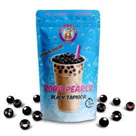 Quick Cook REAL Tapioca Black (Brown Sugar) Boba Pearls By Buddha Bubbles Boba 10 Ounces (283 Grams) (10 Ounces, Brown Sugar)