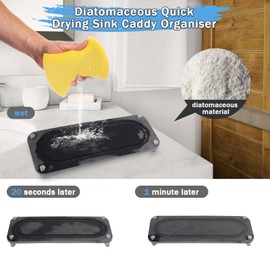 NiCoLa Sink Organiser Tray Kitchen Bathroom Instantly Dry Sink Tray, Dark Grey Sink Caddy Organizer for Kitchen Bathroom Sink Countertop (Dark Grey, Pattern 1)