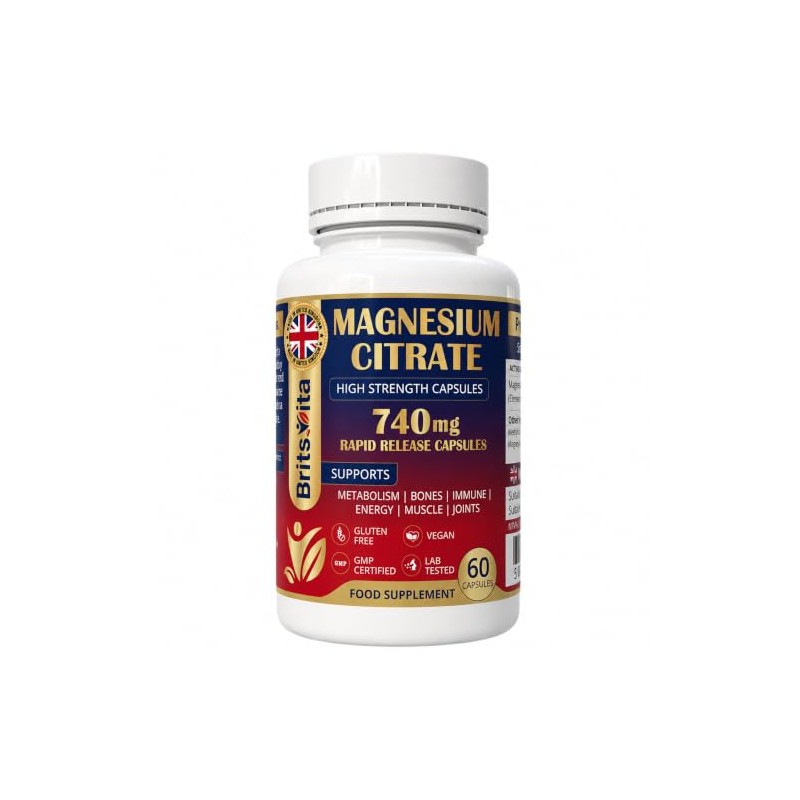 Magnesium Supplement 740mg 60 Vegan Capsules High Absorption