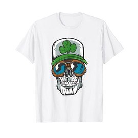 Biker Rocker Rockabilly Skull w Cap - St. Patrick's Day T-Shirt
