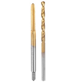 uxcell Tap and Drill Bit Set, 1pcs 4-40 UNC Straight Flute Thread Screw Taps & 1pcs 2.3mm Twist Drill Bits, Titanium Coated HSS-6542 Tapping Threading Tool Kit