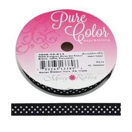 Morex Swiss Dot Ribbon, Grosgrain, 5/8 inch by 6 Yards, Black