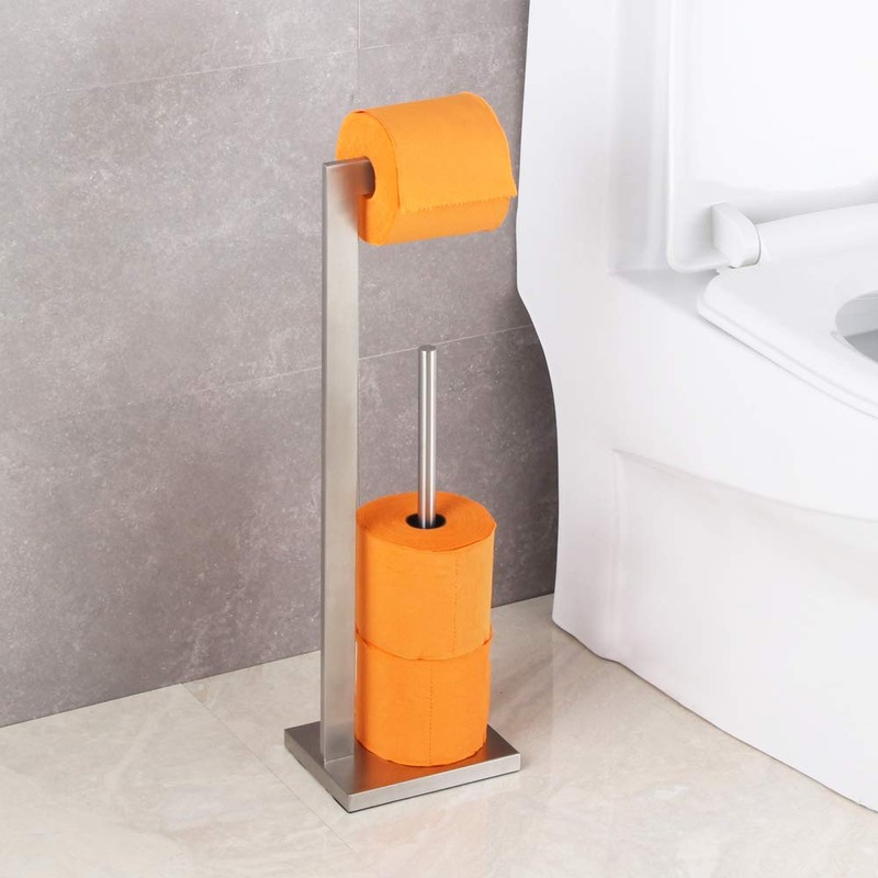 GERZWY Toilet Paper Holder Free Standing with Reserve, SUS 304