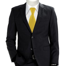 TigerTie Designer tie in plain colour, 100% linen, tie width 7.5 cm, mustard yellow