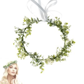 Flower Crown, Bridal Headpiece, Greenery Crown Headband, Artificial Flowers Crown, Dried Flower Wreath, Flowers Crown Headband Flowers for Wedding Ceremony Party Festival