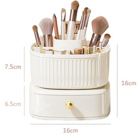 Yupneih Desk Organiser, 360° Rotating Pen Holder, Pen Organiser with Double Layer, Can Hold Pencils, Coloured Pencils, Stationery, Cosmetic Brushes