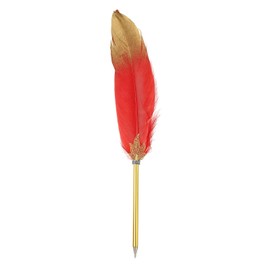 PATIKIL Feather Pen Quill, Feather Ballpoint Pen Bulk Refined Vintage Feather Calligraphy Pen for Guest Signature Wedding Bridal Office Writing, Red