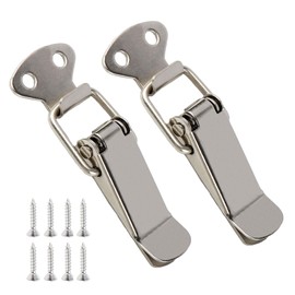 Pack of 2 Stainless Steel Tension Clasps, Metal Snap Closure, Box Closure, Small Latches, Table Top Connectors, Clasp, Spring Clasp, Folding Clasp, for Doors, Camping, Cupboards, Windows