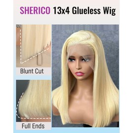 Blonde Bob Wig Human Hair,Pre Plucked 13X4 HD Transparent Blonde Short Bob Lace Front Wigs Human Hair with Baby Hair Wear and Go Glueless #613 Hd Straight Lace Frontal Wigs for Women Free Part