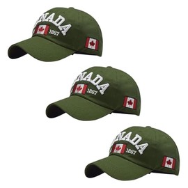 3 Arctic Fox100% Cotton Men & Women Canada Caps EST 1867 Embroidered Maple Leaf Flag Cap/Hat | One Size, Adjustable | Adjustable Strap Back | Front Raised Embroidery - 3 Green